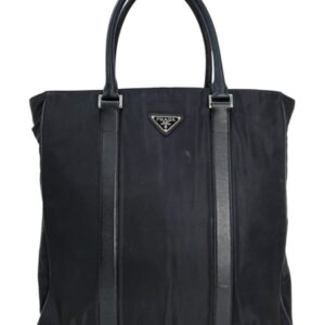 Prada Borsa Tote in Nylon Nera con manici