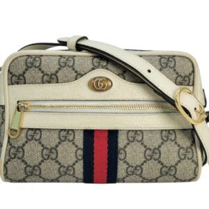 Gucci Borsa Mini Ophidia in Tela e Pelle Bianca