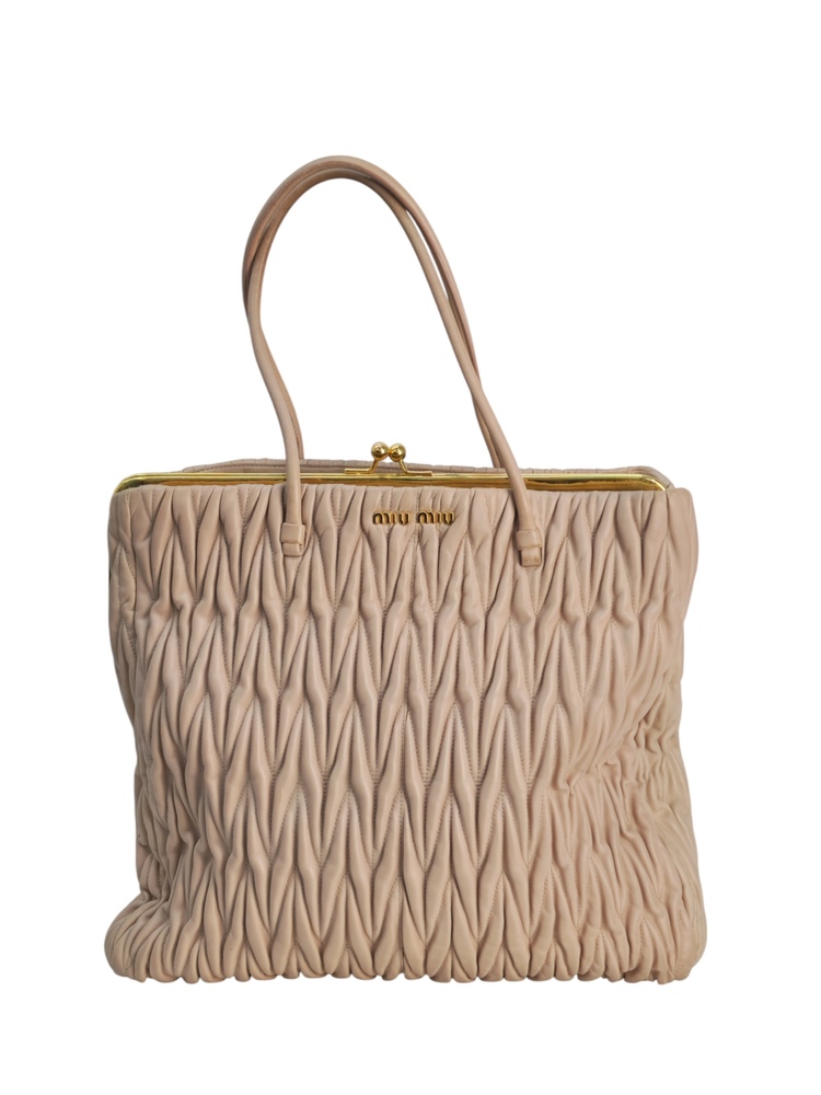 Miu Miu Borsa Tote in pelle goffrata Rosa