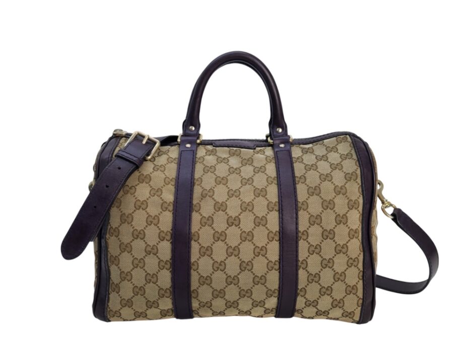 Gucci Borsa Boston in Tela Beige e Viola