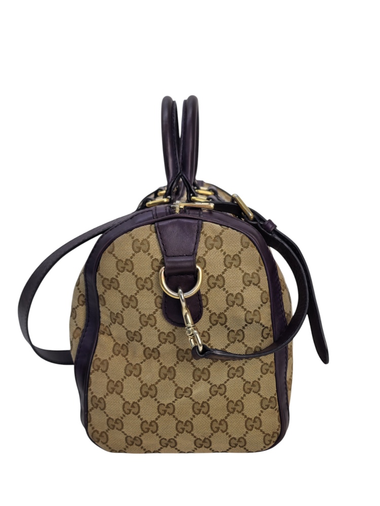 Gucci Borsa Boston in Tela Beige e Viola - immagine 3