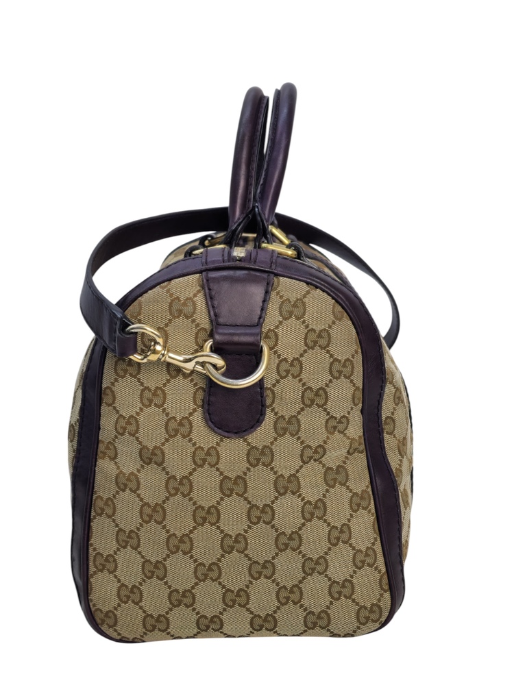 Gucci Borsa Boston in Tela Beige e Viola - immagine 4
