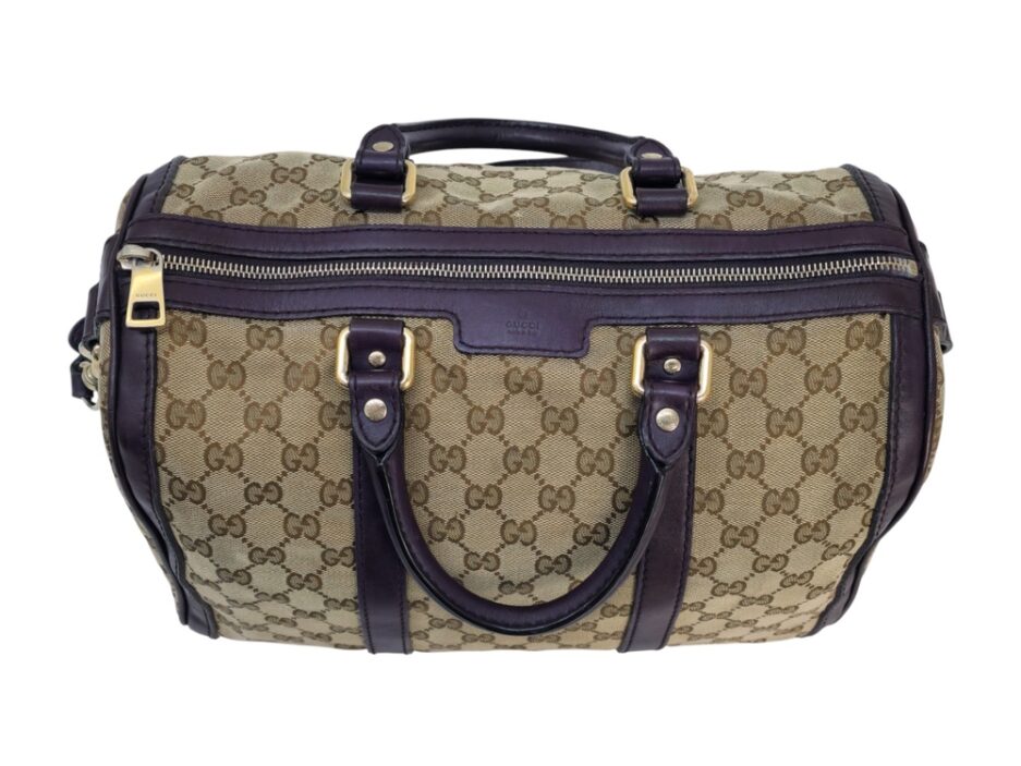 Gucci Borsa Boston in Tela Beige e Viola - immagine 5
