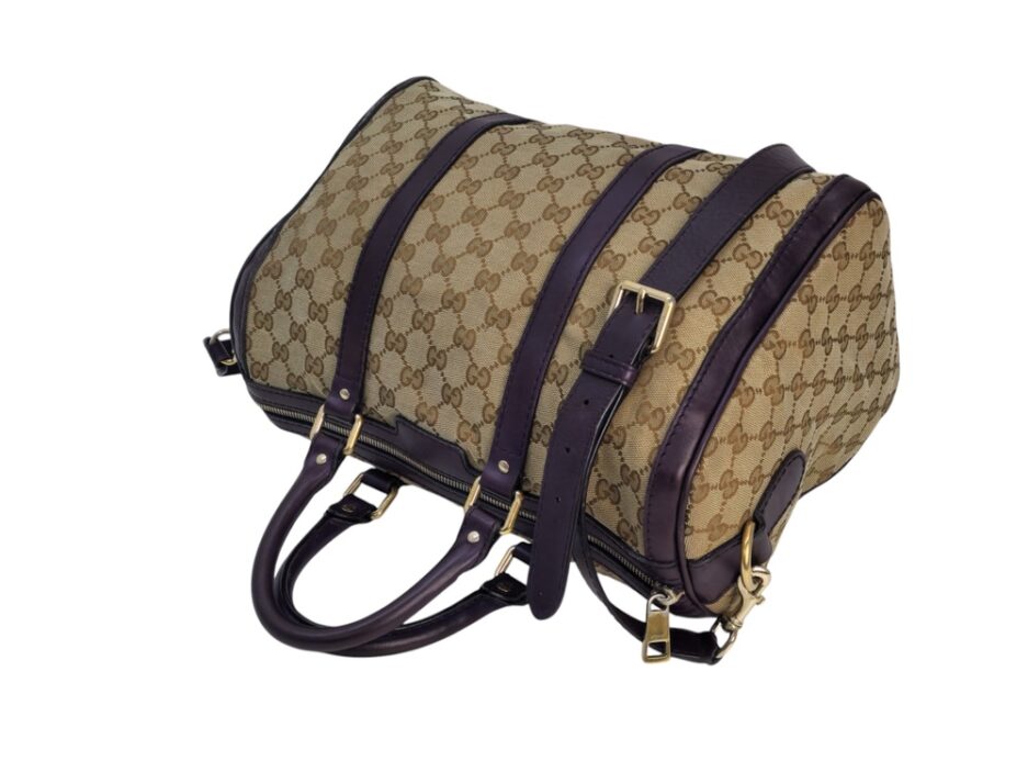 Gucci Borsa Boston in Tela Beige e Viola - immagine 7