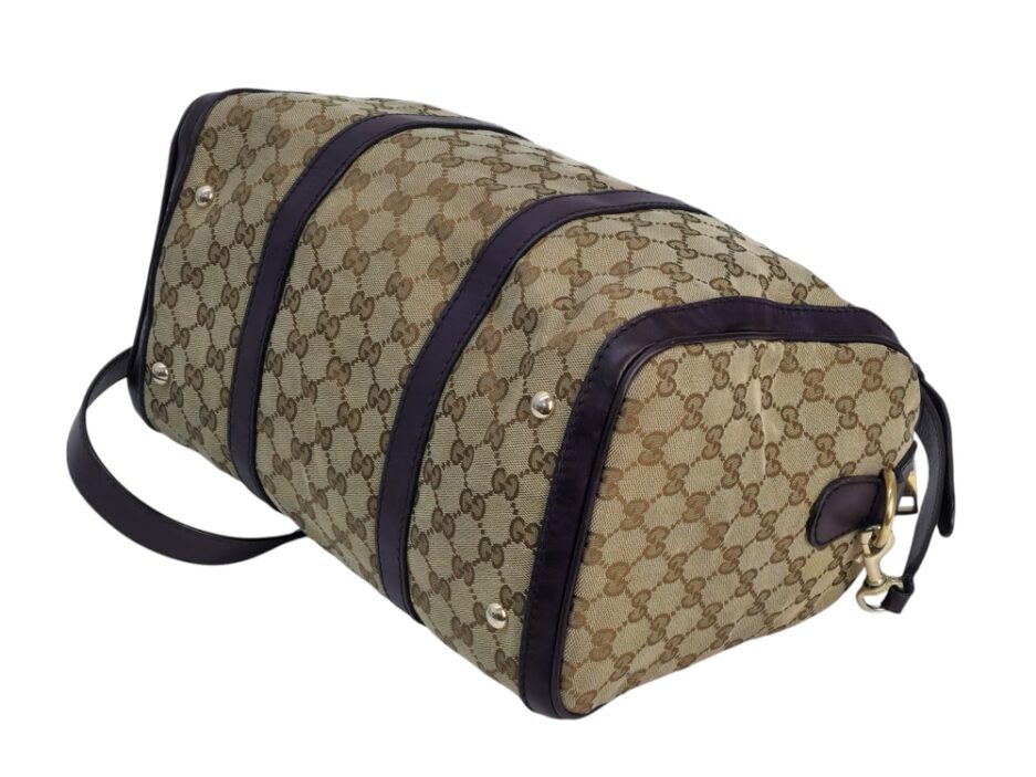 Gucci Borsa Boston in Tela Beige e Viola - immagine 10