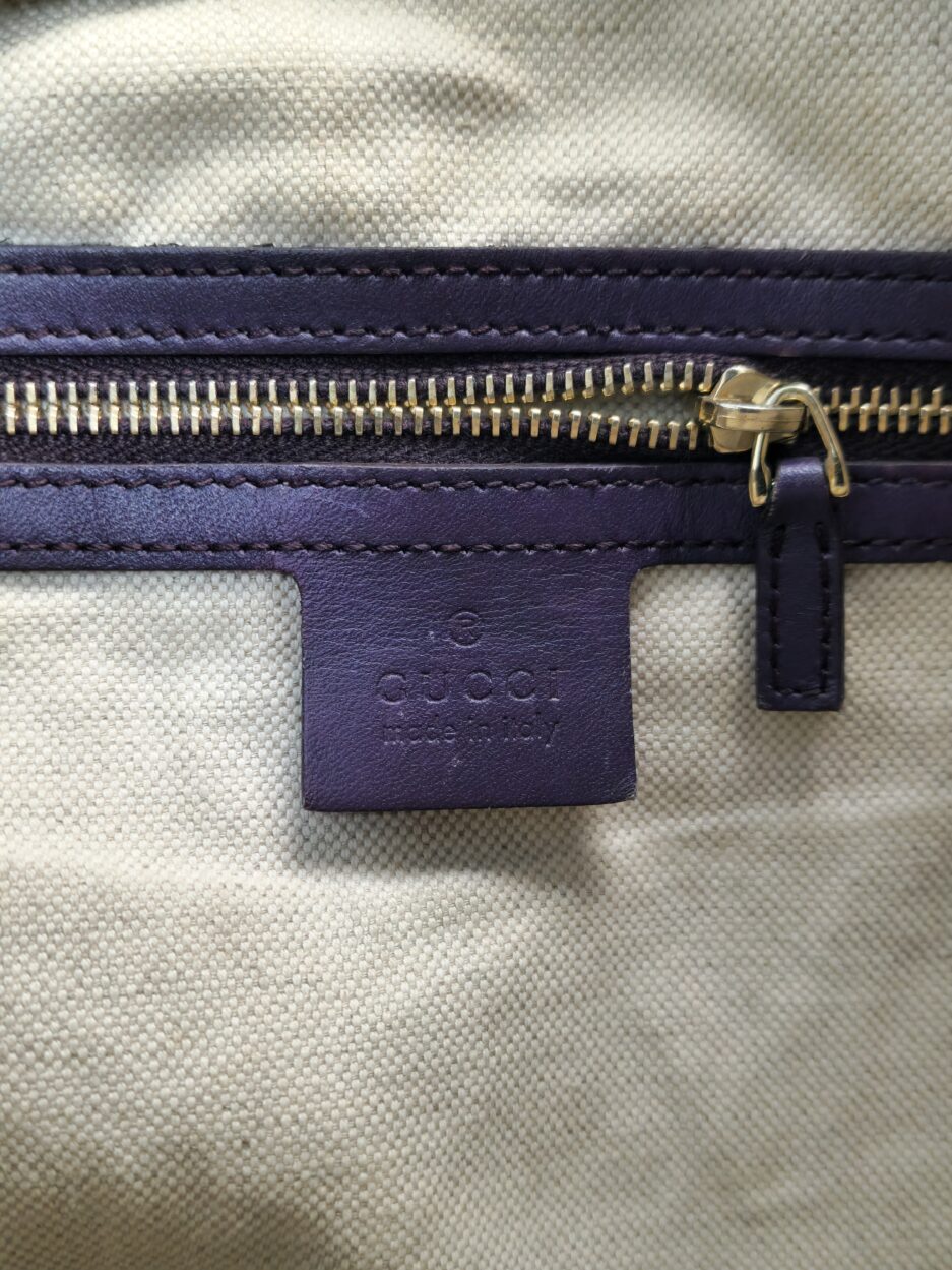 Gucci Borsa Boston in Tela Beige e Viola - immagine 12