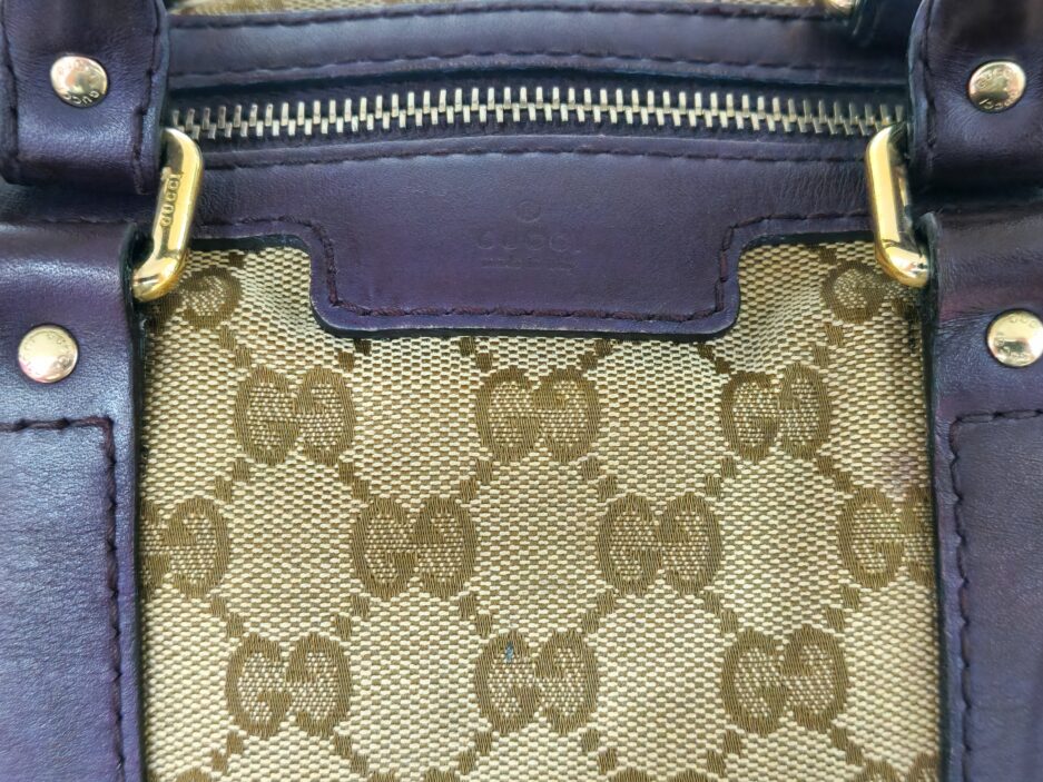 Gucci Borsa Boston in Tela Beige e Viola - immagine 13