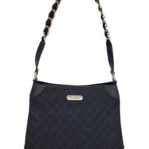 Gucci borsa a spalla in tela rifiniture in pelle