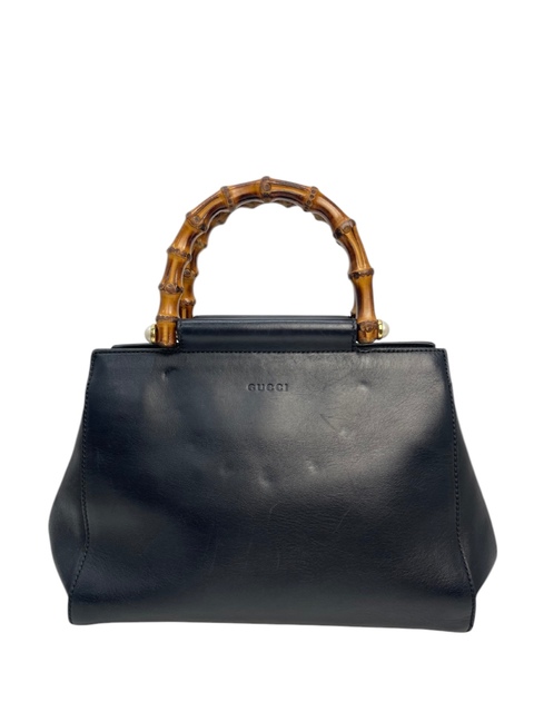 Gucci Borsa Nymphea in pelle Nera e Bamboo - immagine 2