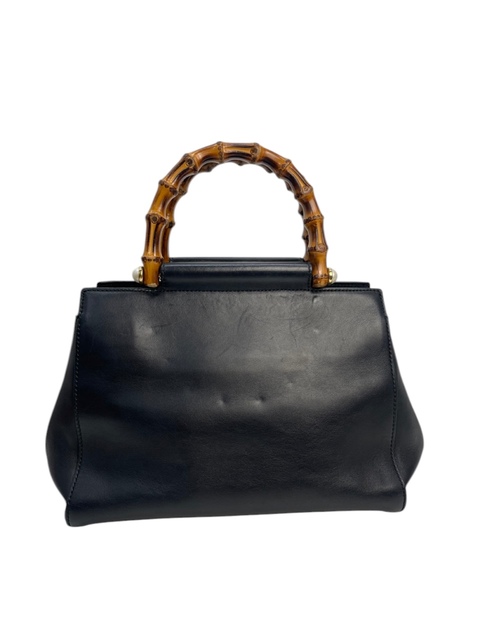 Gucci Borsa Nymphea in pelle Nera e Bamboo - immagine 5