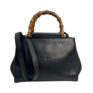 Gucci Borsa Nymphea in pelle Nera e Bamboo